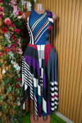 Robe évasée longue sans manches rayée-S - Perluna Store