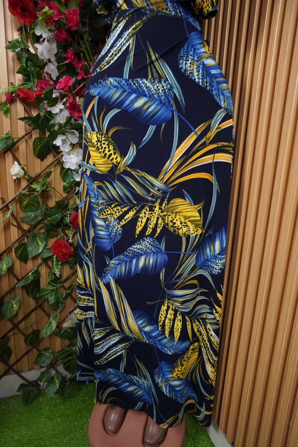 Robe évasée longue sans manchesimprimée fleurie-L - Perluna Store