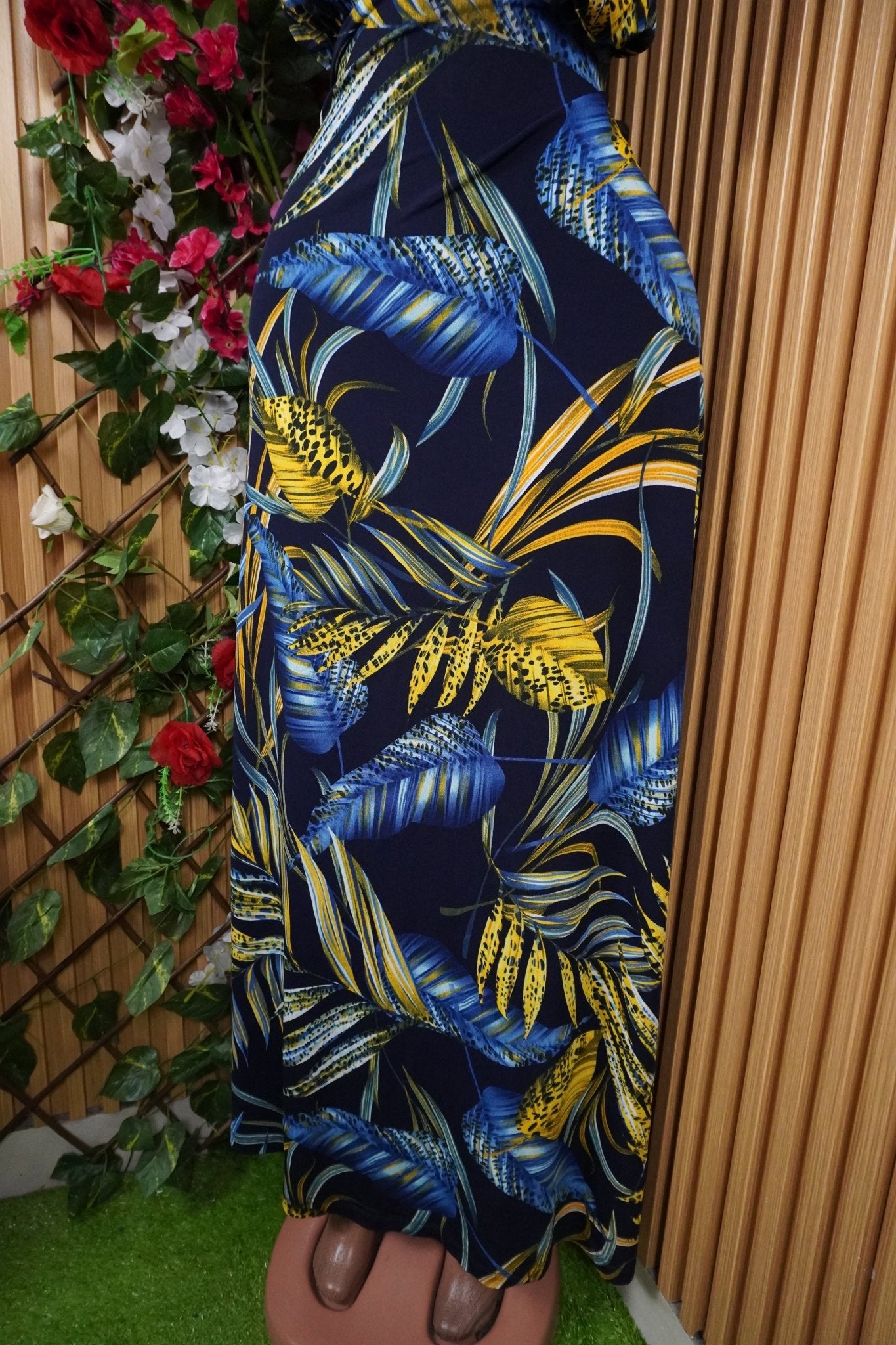 Robe évasée longue sans manchesimprimée fleurie-L - Perluna Store