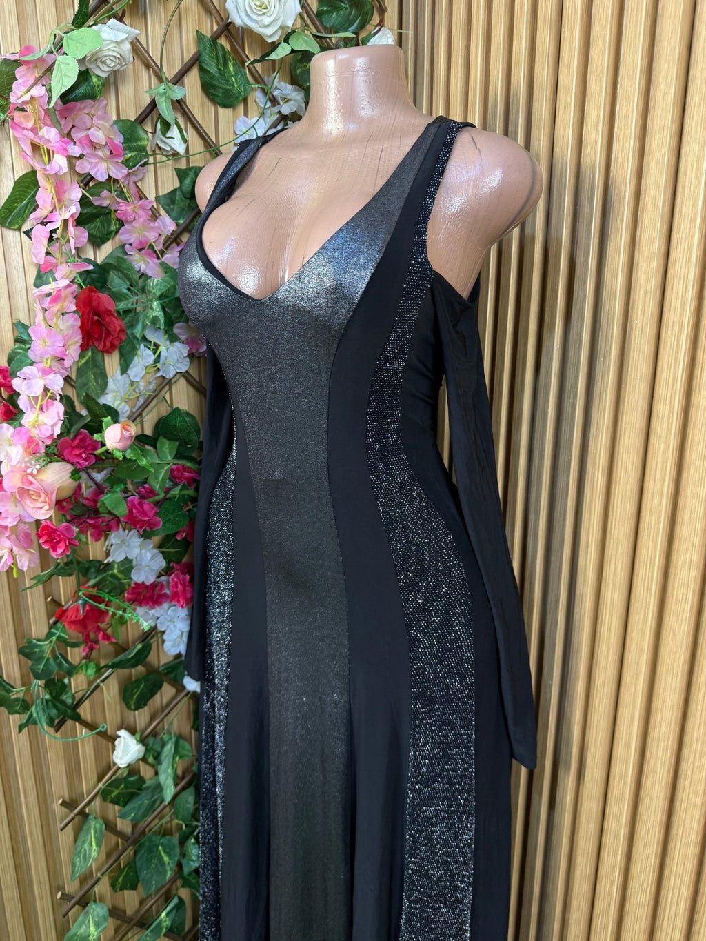 Robe évasée longue stylée manches longue dénudée - Perluna Store
