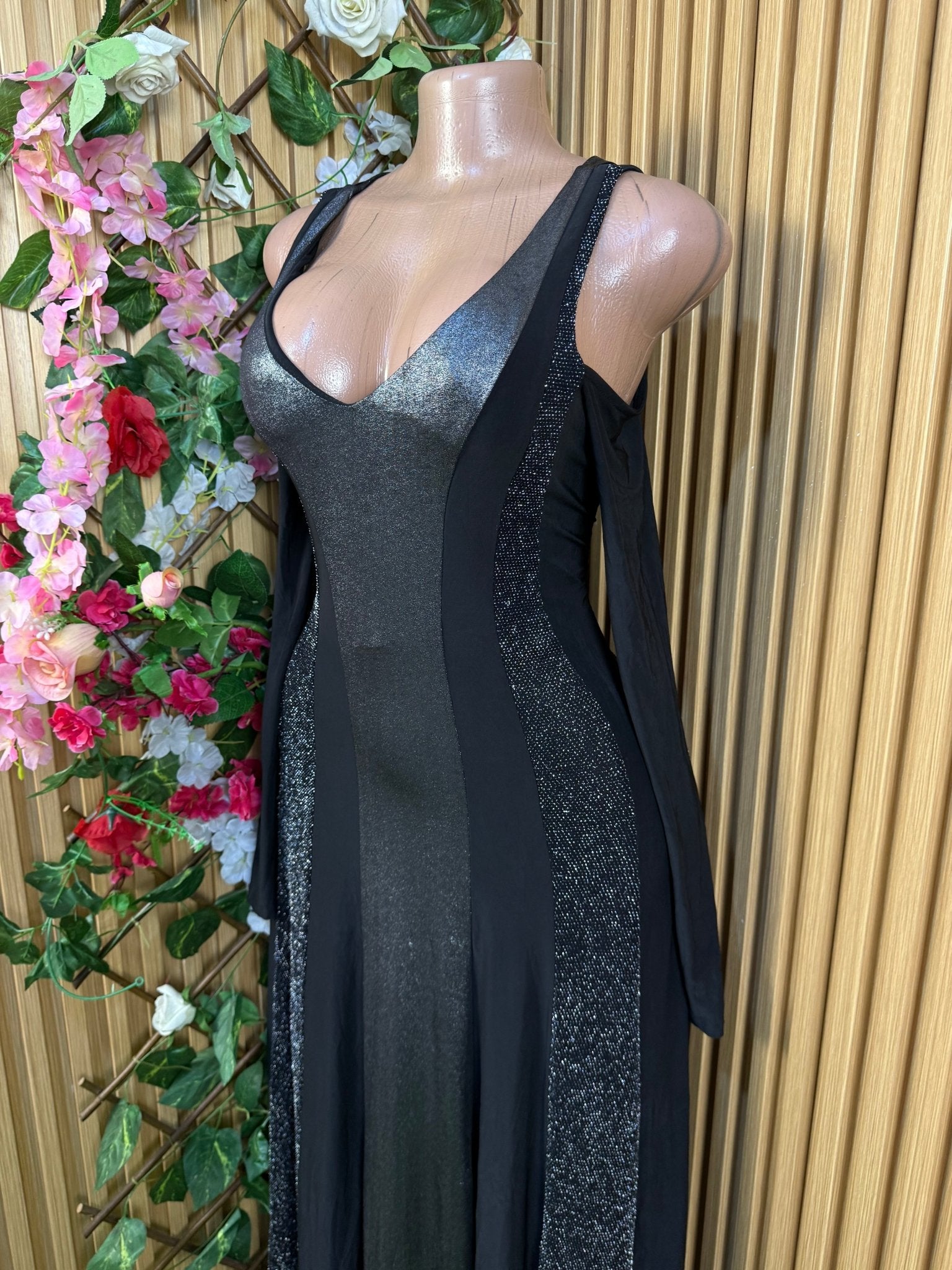 Robe évasée longue stylée manches longue dénudée - Perluna Store