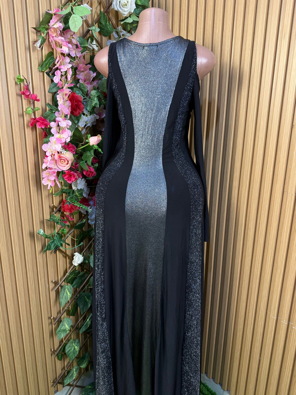 Robe évasée longue stylée manches longue dénudée - Perluna Store