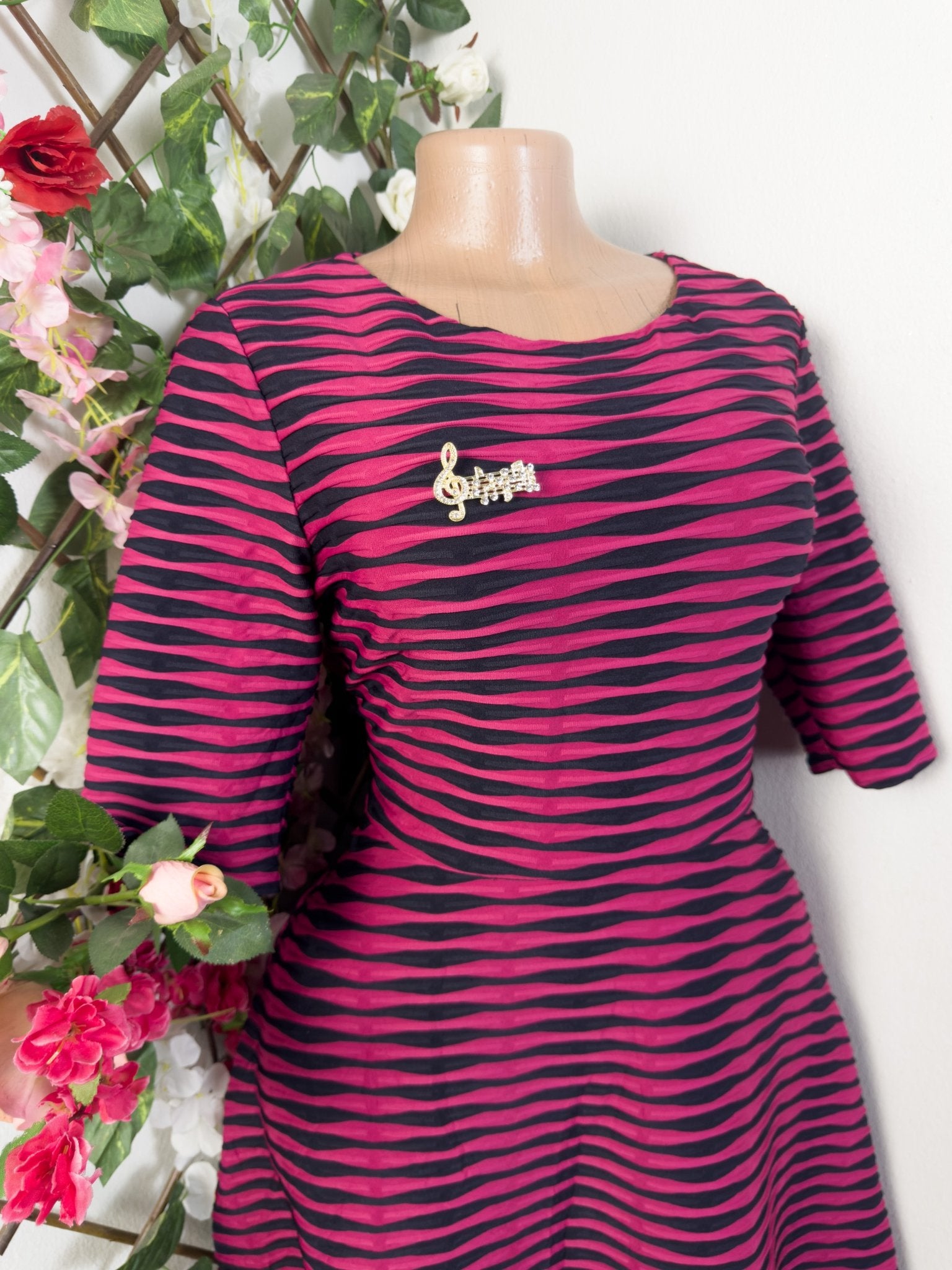 Robe évasée manches 3/4 à col rond - Perluna Store