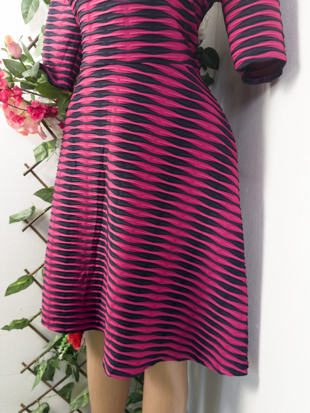 Robe évasée manches 3/4 à col rond - Perluna Store