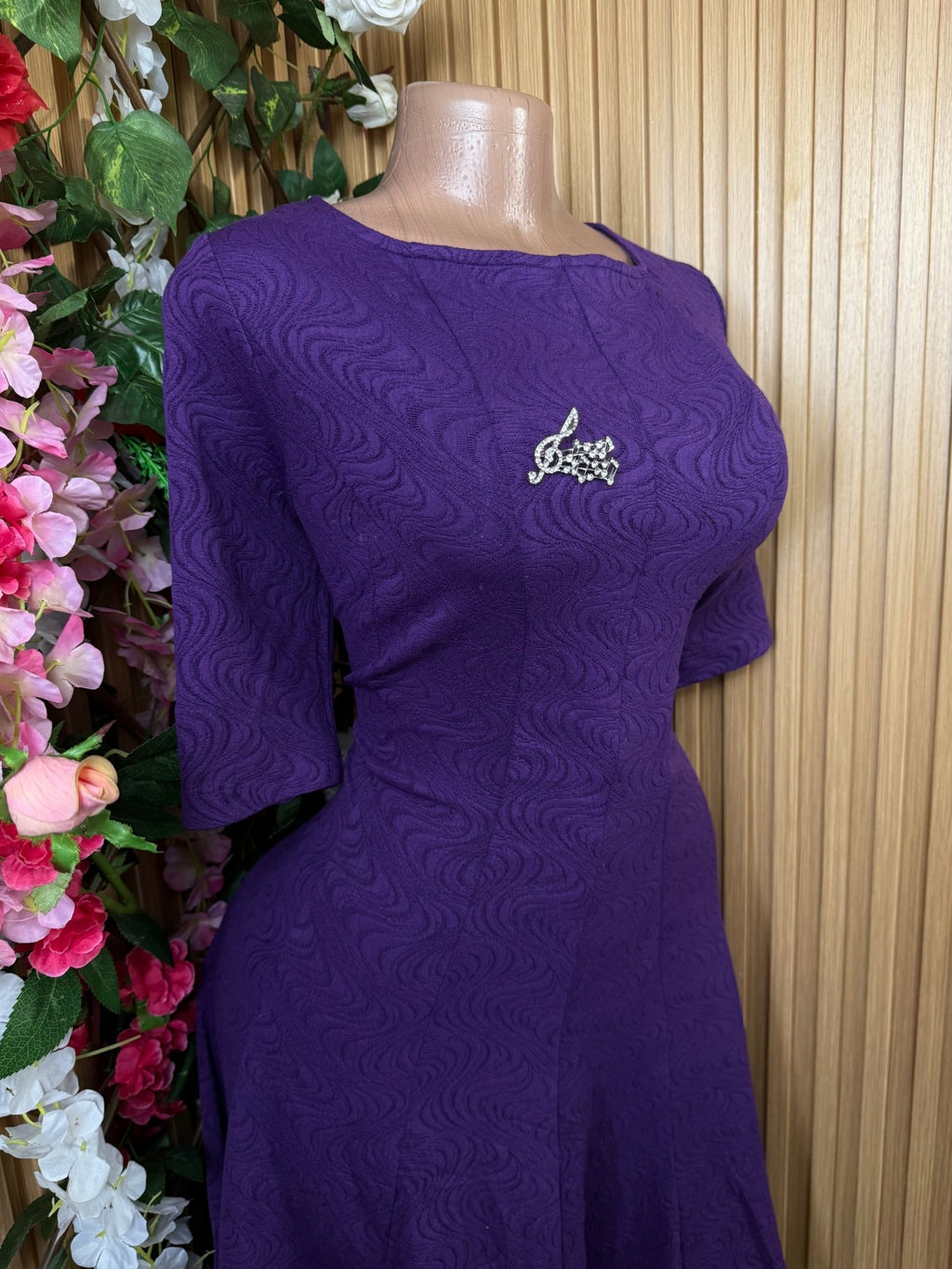 Robe évasée manches 3/4 décollectée - Perluna Store