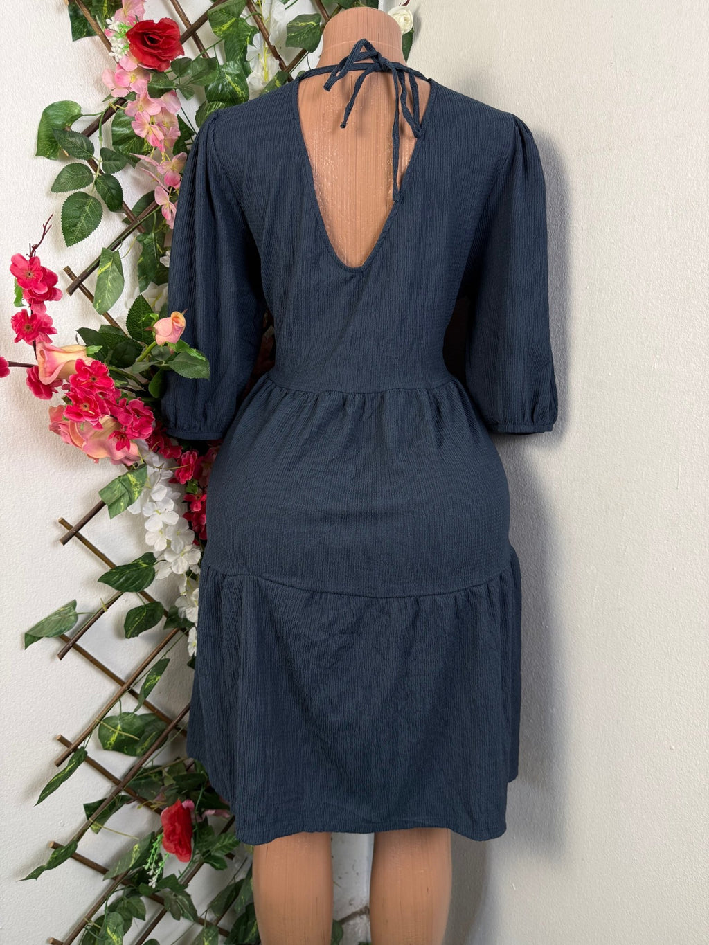 Robe évasée manches 3/4 décolletée - Perluna Store - kinshasa