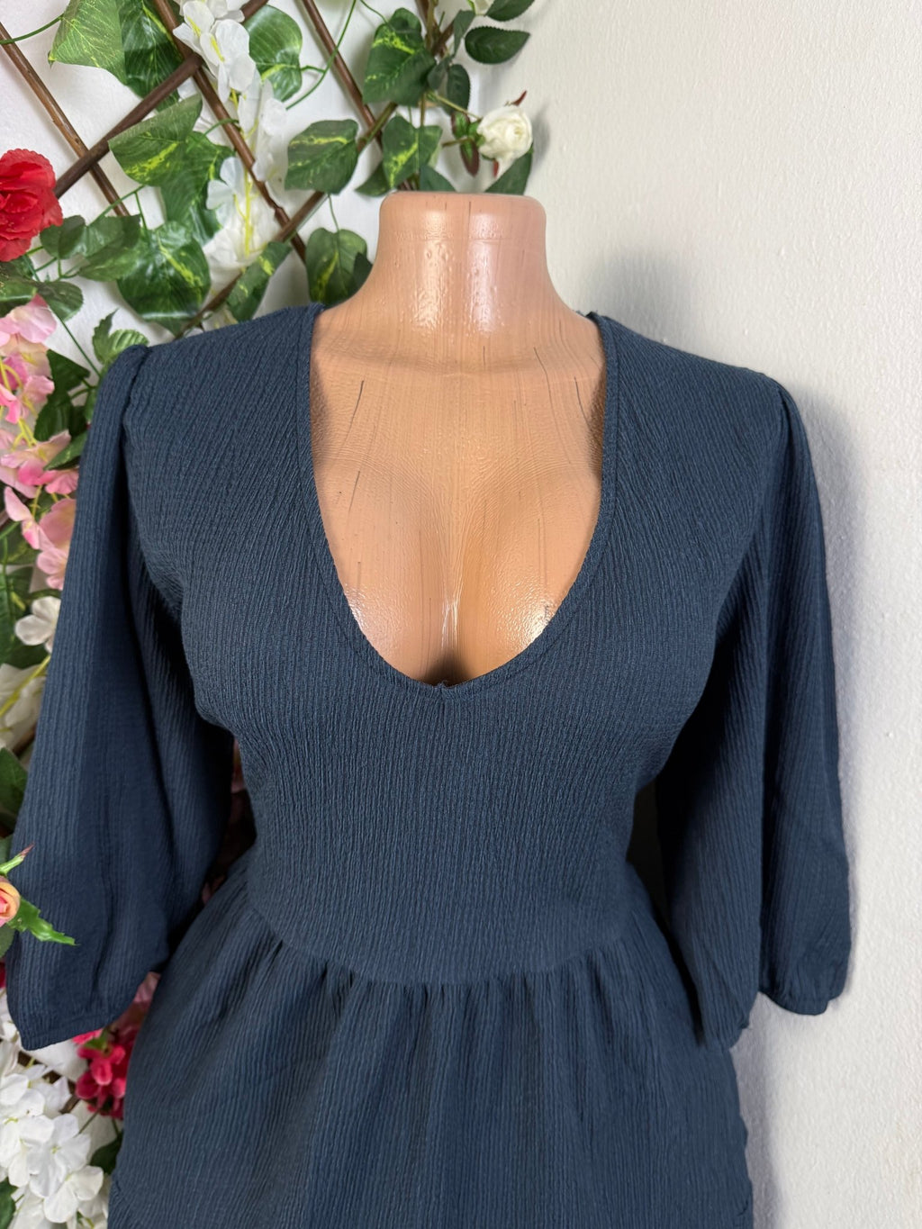 Robe évasée manches 3/4 décolletée - Perluna Store - kinshasa