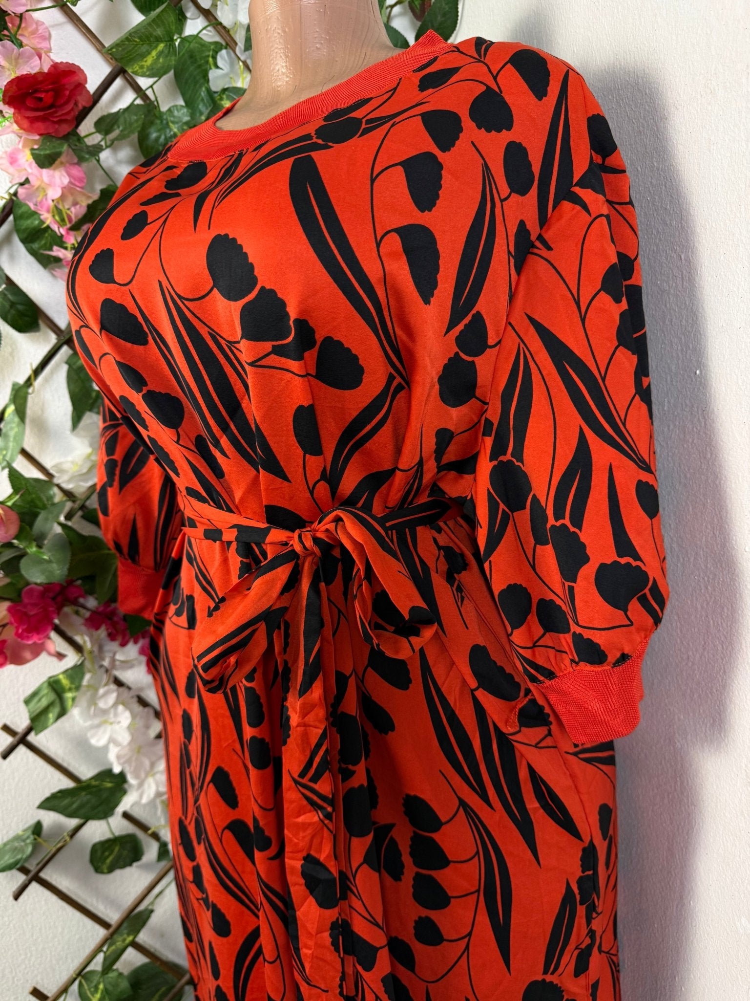 Robe évasée manches 3/4 drapée - Perluna Store - kinshasa