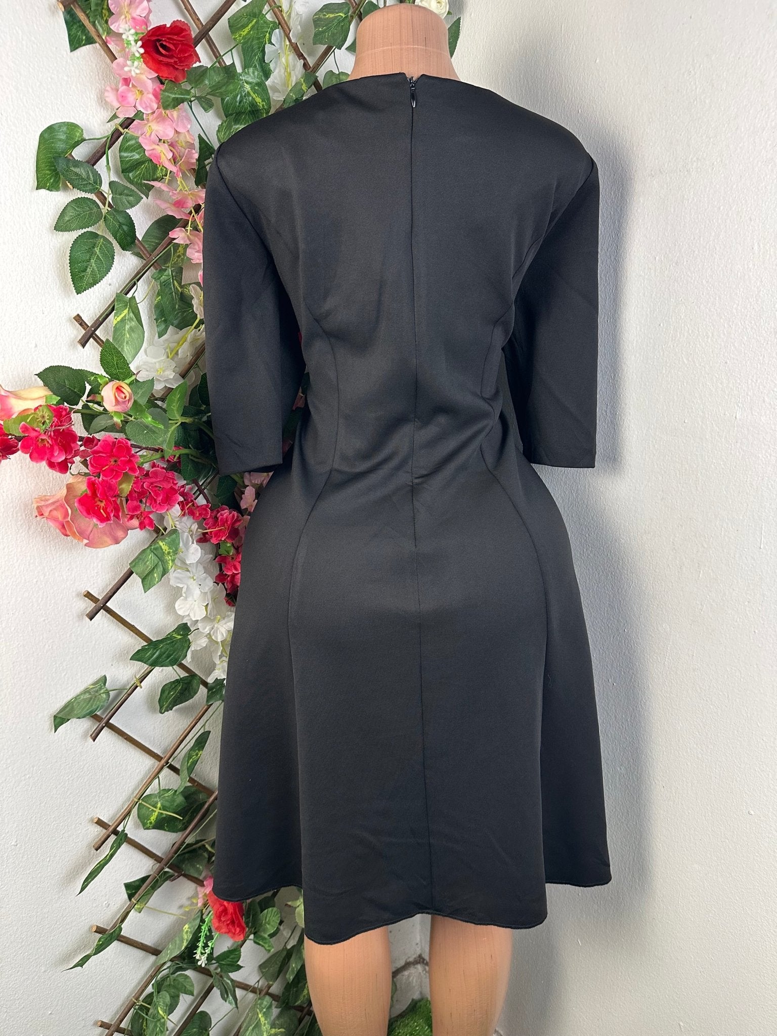 Robe évasée manches 3/4 imprimé fluerie - Perluna Store - kinshasa