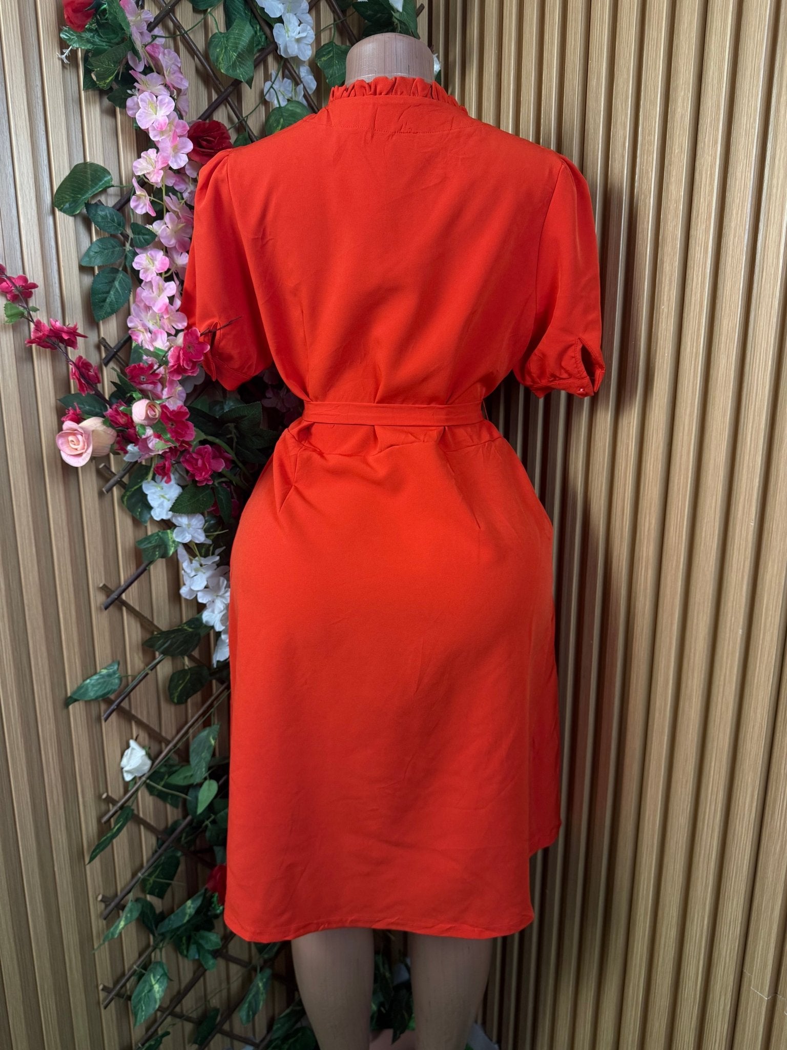 Robe évasée manches courtes ceintrée - Perluna Store