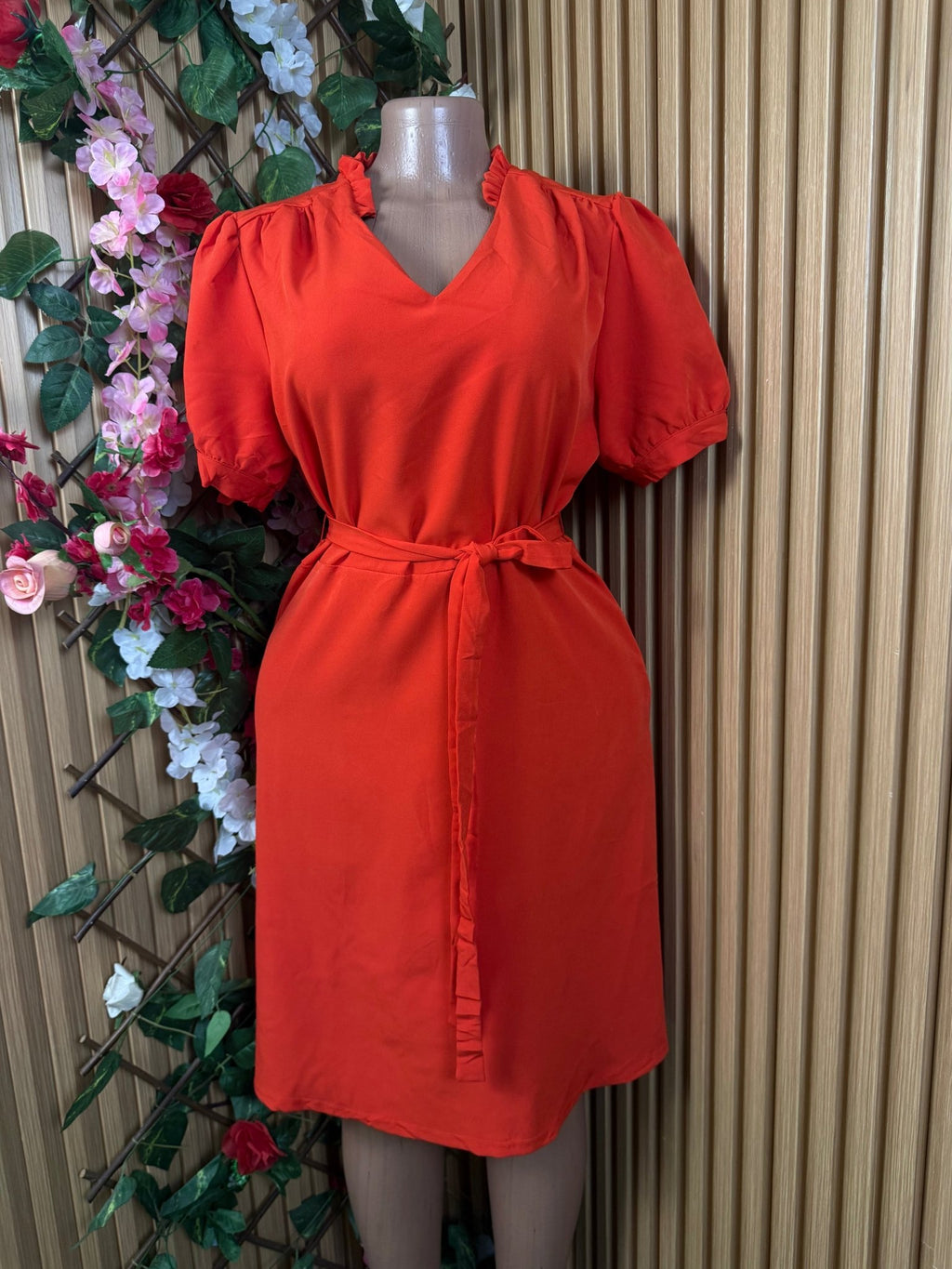 Robe évasée manches courtes ceintrée - Perluna Store