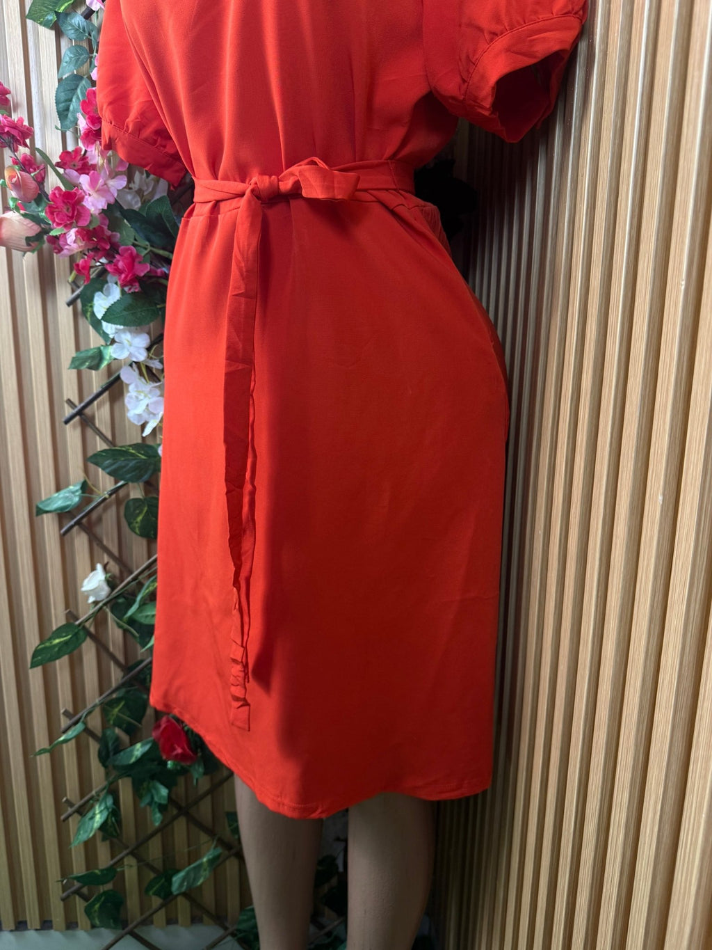 Robe évasée manches courtes ceintrée - Perluna Store