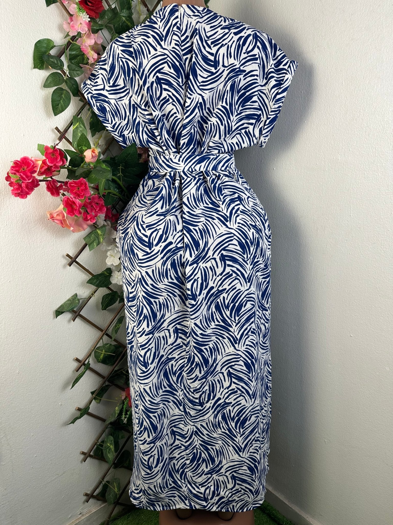 Robe évasée manches courtes ceintrée - Perluna Store - kinshasa