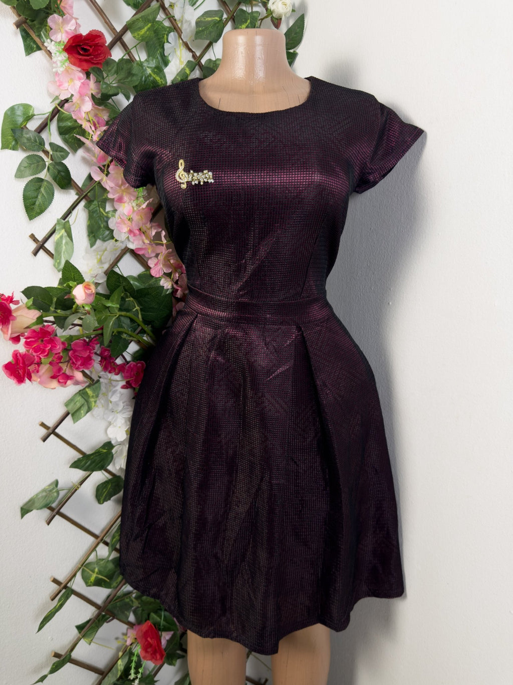 Robe évasée manches courtes ceintrée - Perluna Store