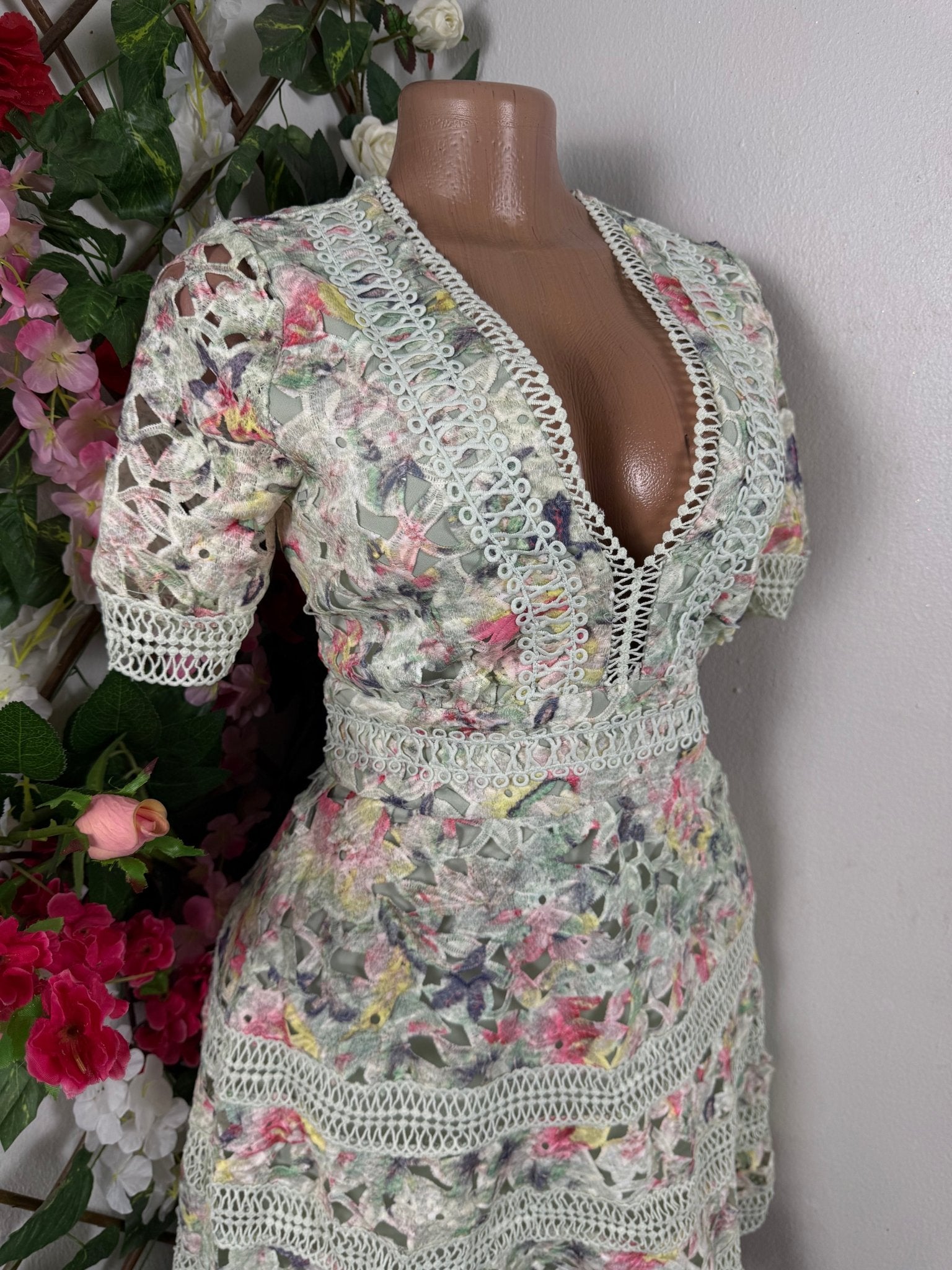 Robe évasée manches courtes col V - Perluna Store