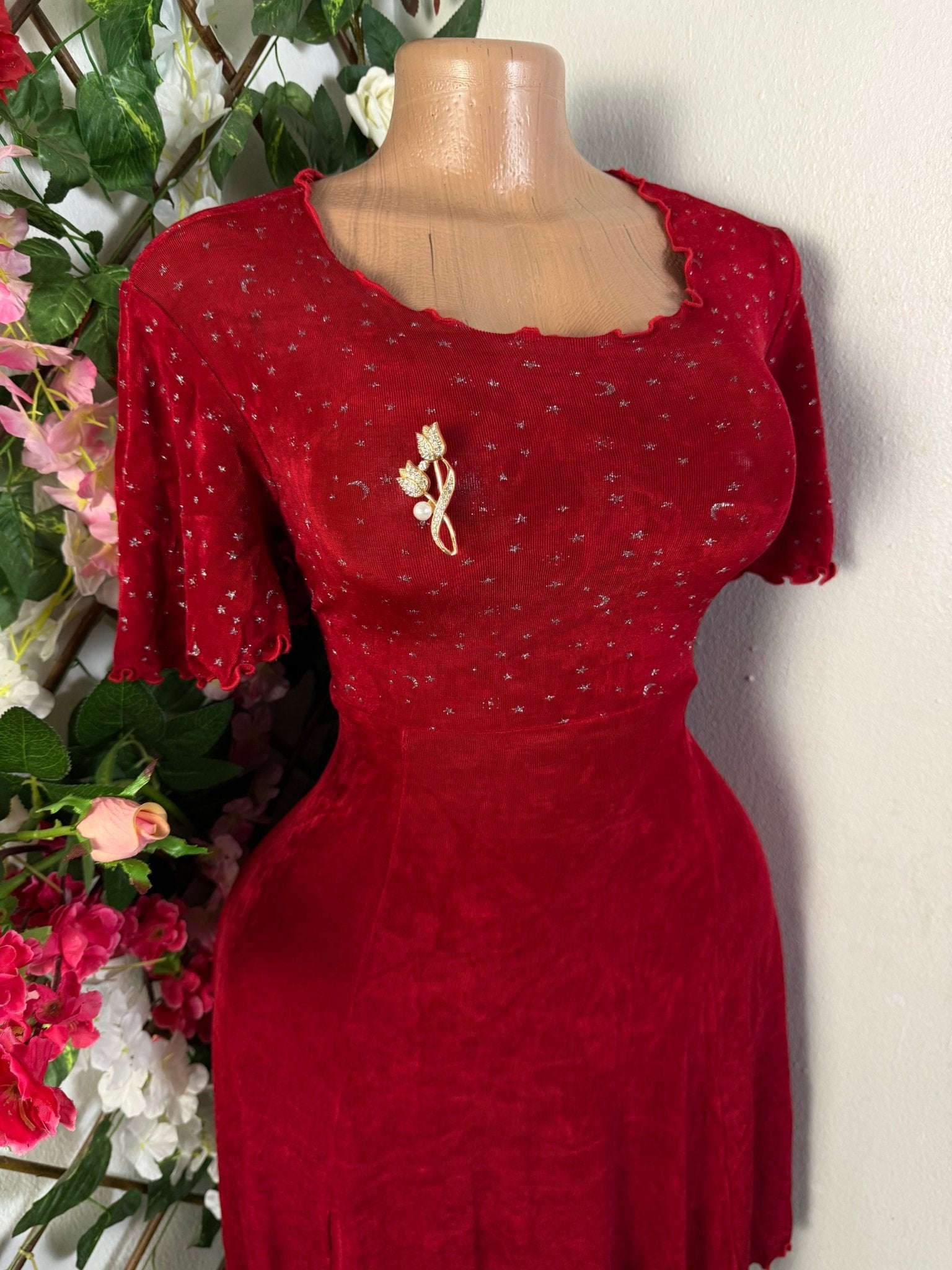 Robe évasée manches courtes décollectée - Perluna Store