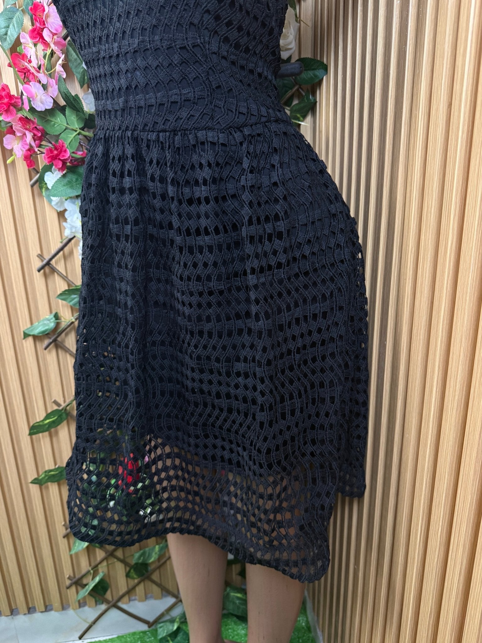 Robe évasée manches courtes imprimée brtelles - Perluna Store