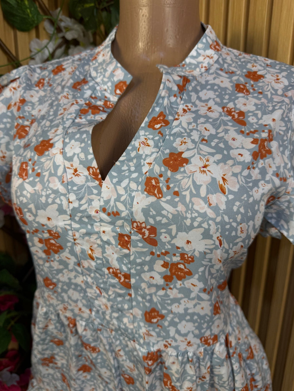 Robe évasée manches courtes imprimée fleurie - Perluna Store