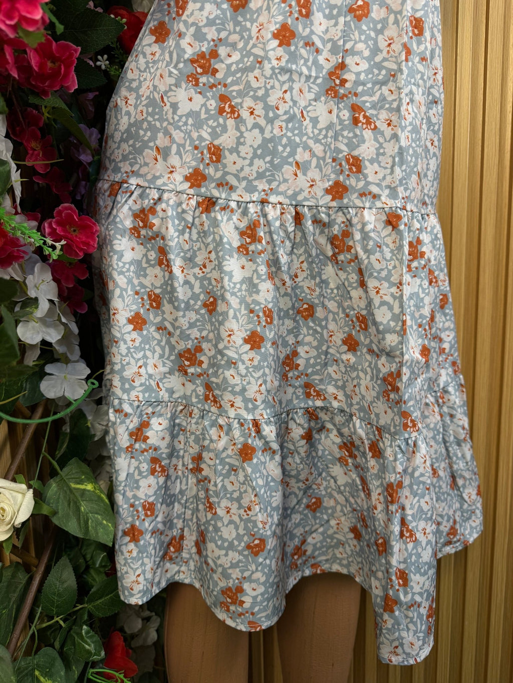 Robe évasée manches courtes imprimée fleurie - Perluna Store