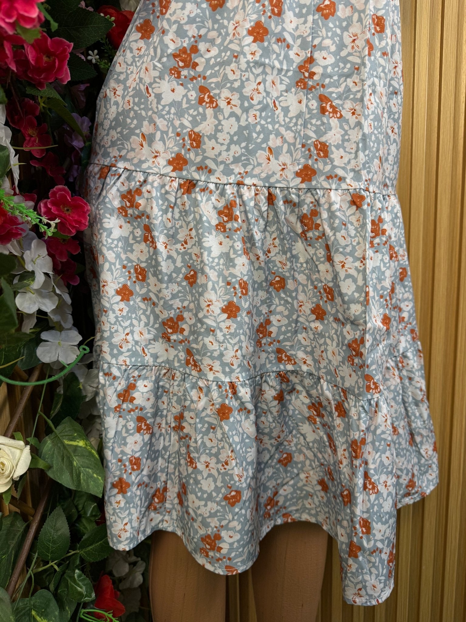Robe évasée manches courtes imprimée fleurie - Perluna Store