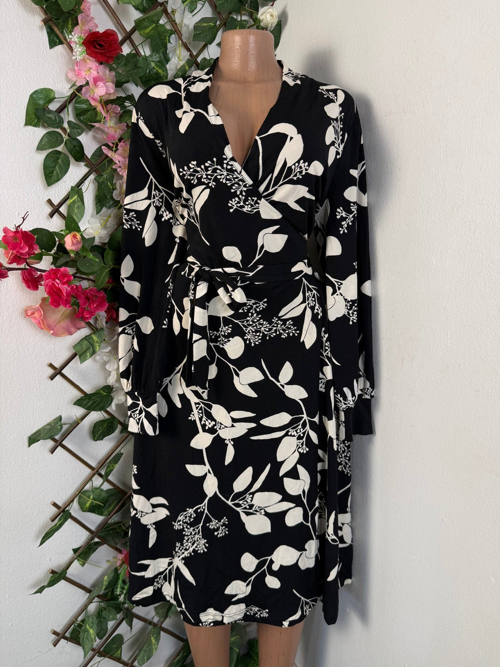 Robe évasée manches longue imprimée fleurie - Perluna Store
