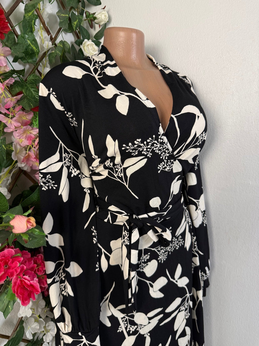 Robe évasée manches longue imprimée fleurie - Perluna Store