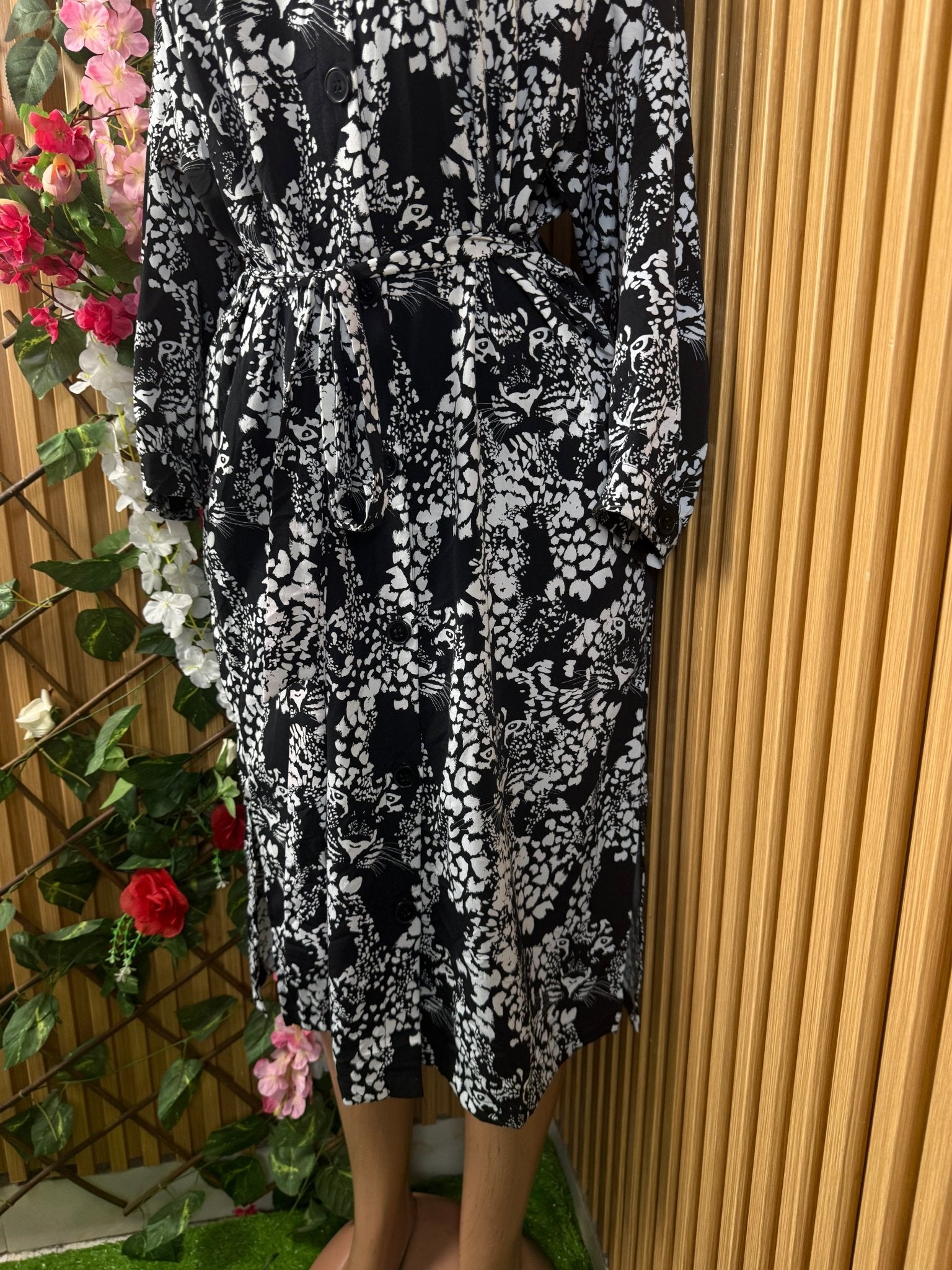 Robe évasée manches longueà col chemise - Perluna Store