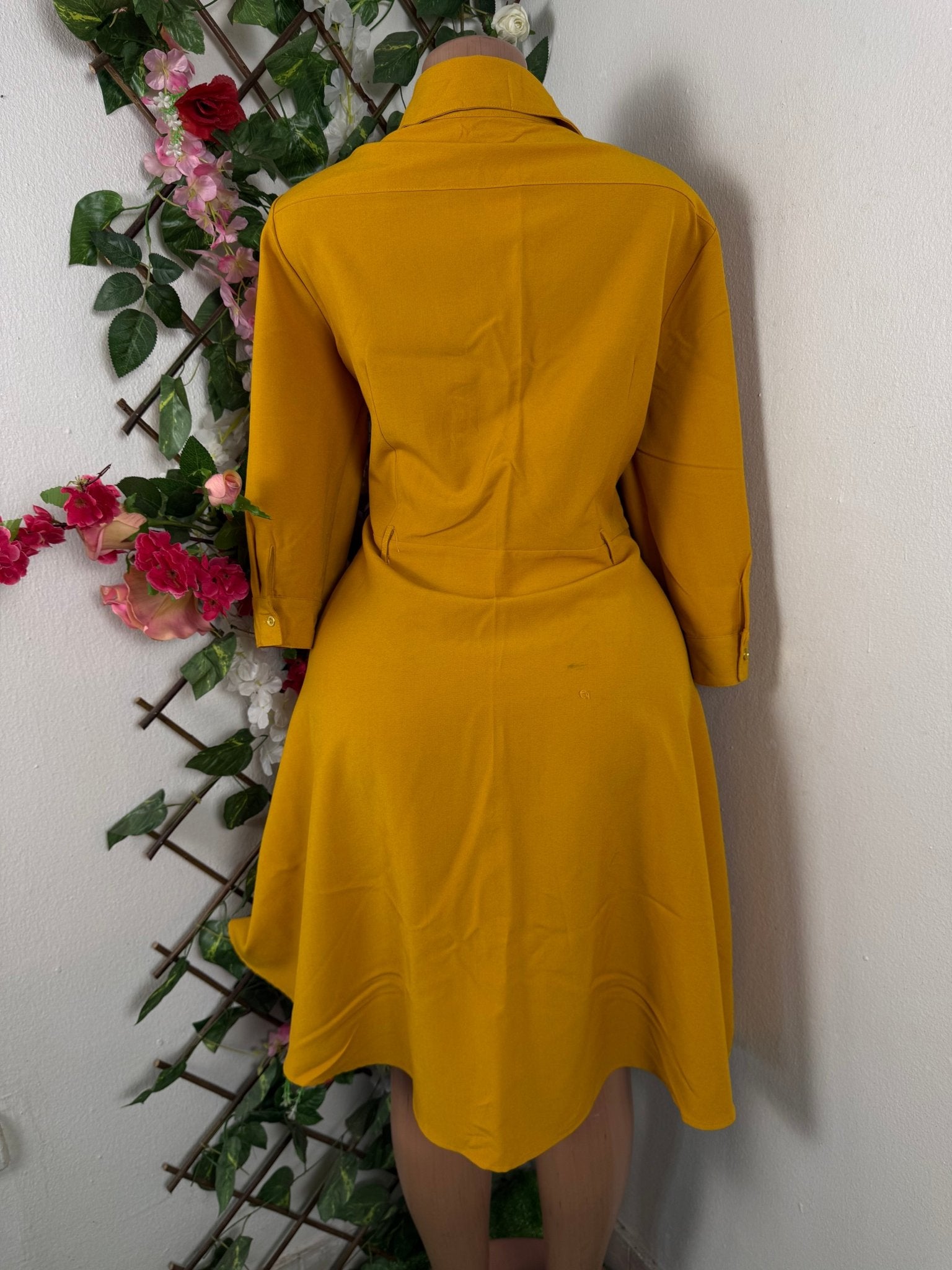 Robe évasée manches longues à col chemise - Perluna Store