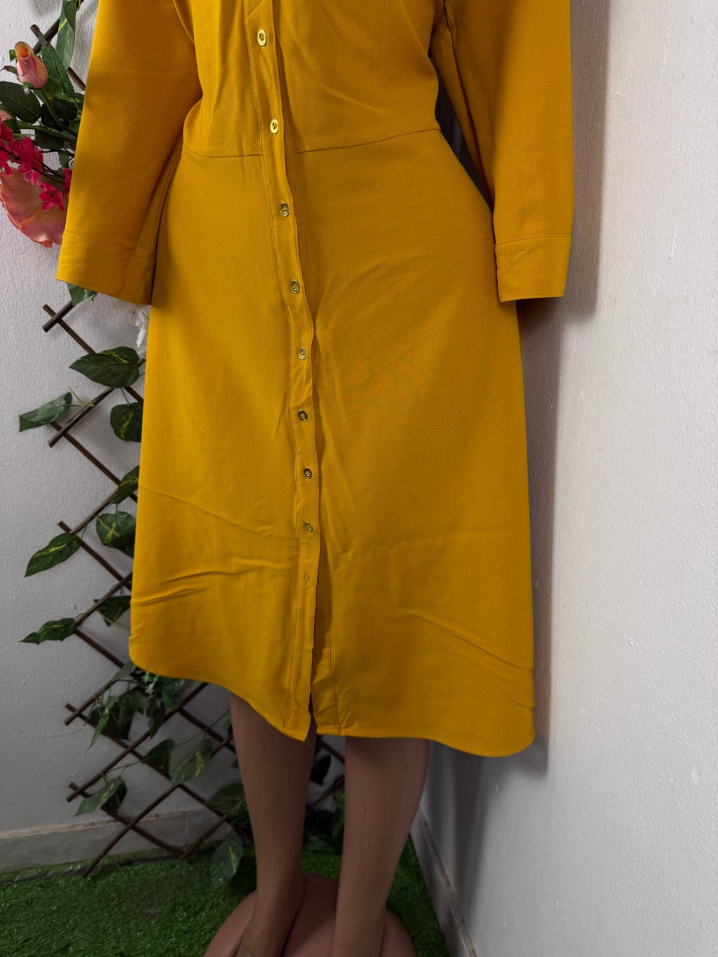 Robe évasée manches longues à col chemise - Perluna Store