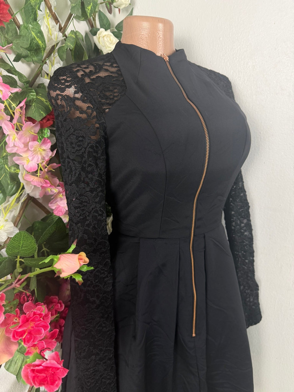 Robe évasée manches longues avec tirette - Perluna Store