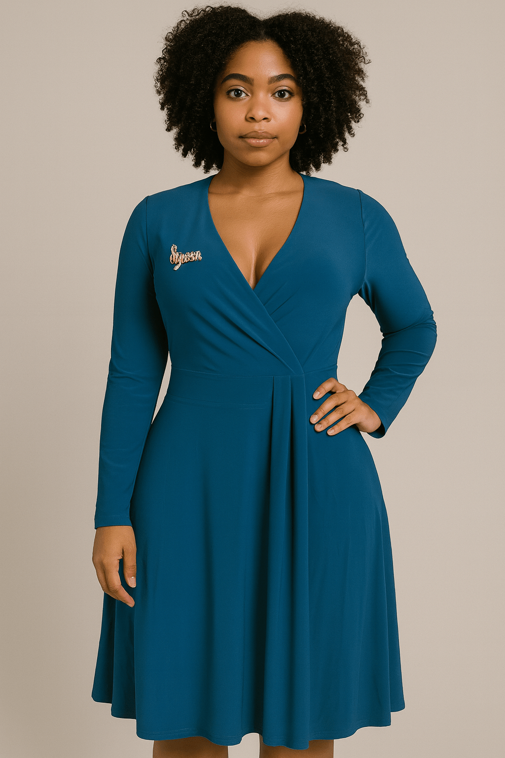 Robe évasée manches longues colle - Perluna Store - kinshasa