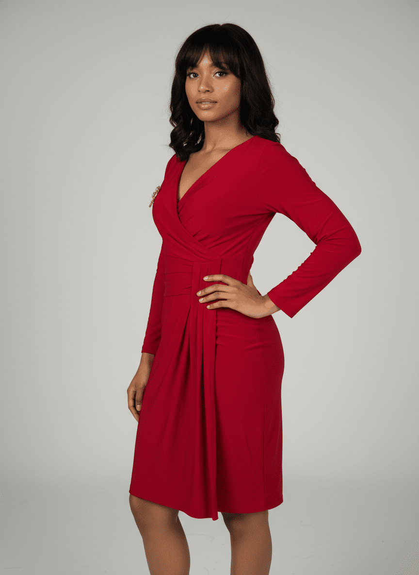 Robe évasée manches longues décollectée - Perluna Store
