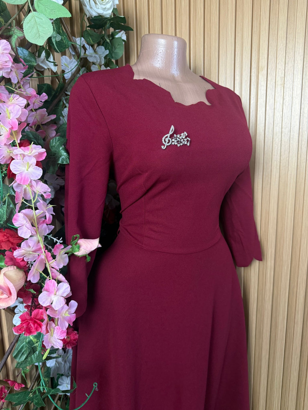 Robe évasée manches longues drapée - Perluna Store