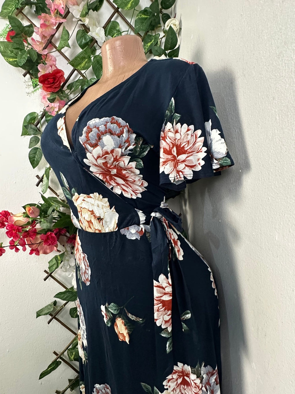 Robe évasée Mi - longue imprimée fleurie - Perluna Store - kinshasa