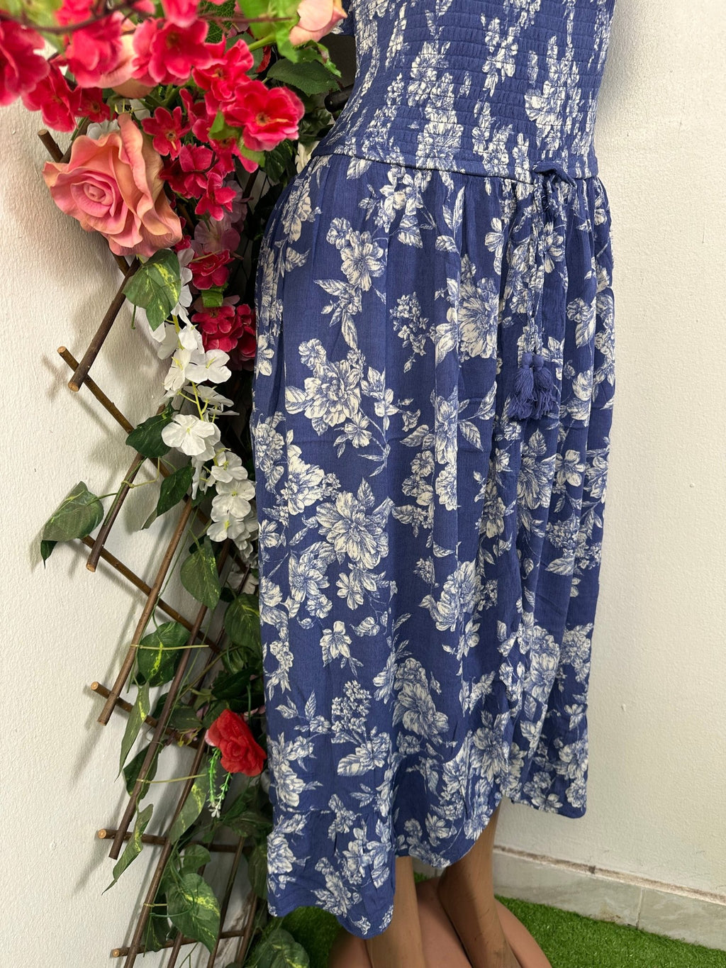 Robe évasée mi longue imprimer fleurie - Perluna Store - kinshasa