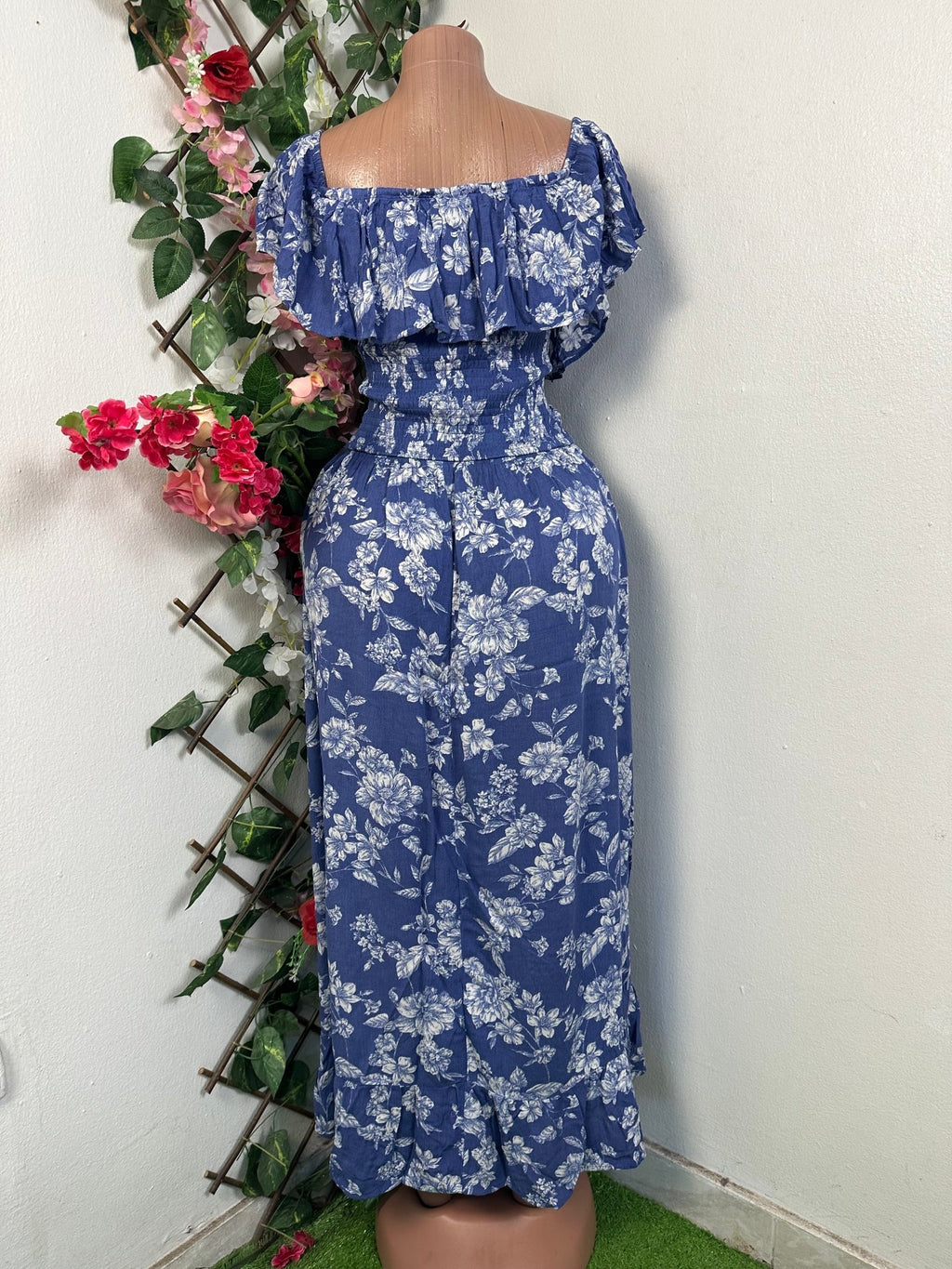 Robe évasée mi longue imprimer fleurie - Perluna Store - kinshasa