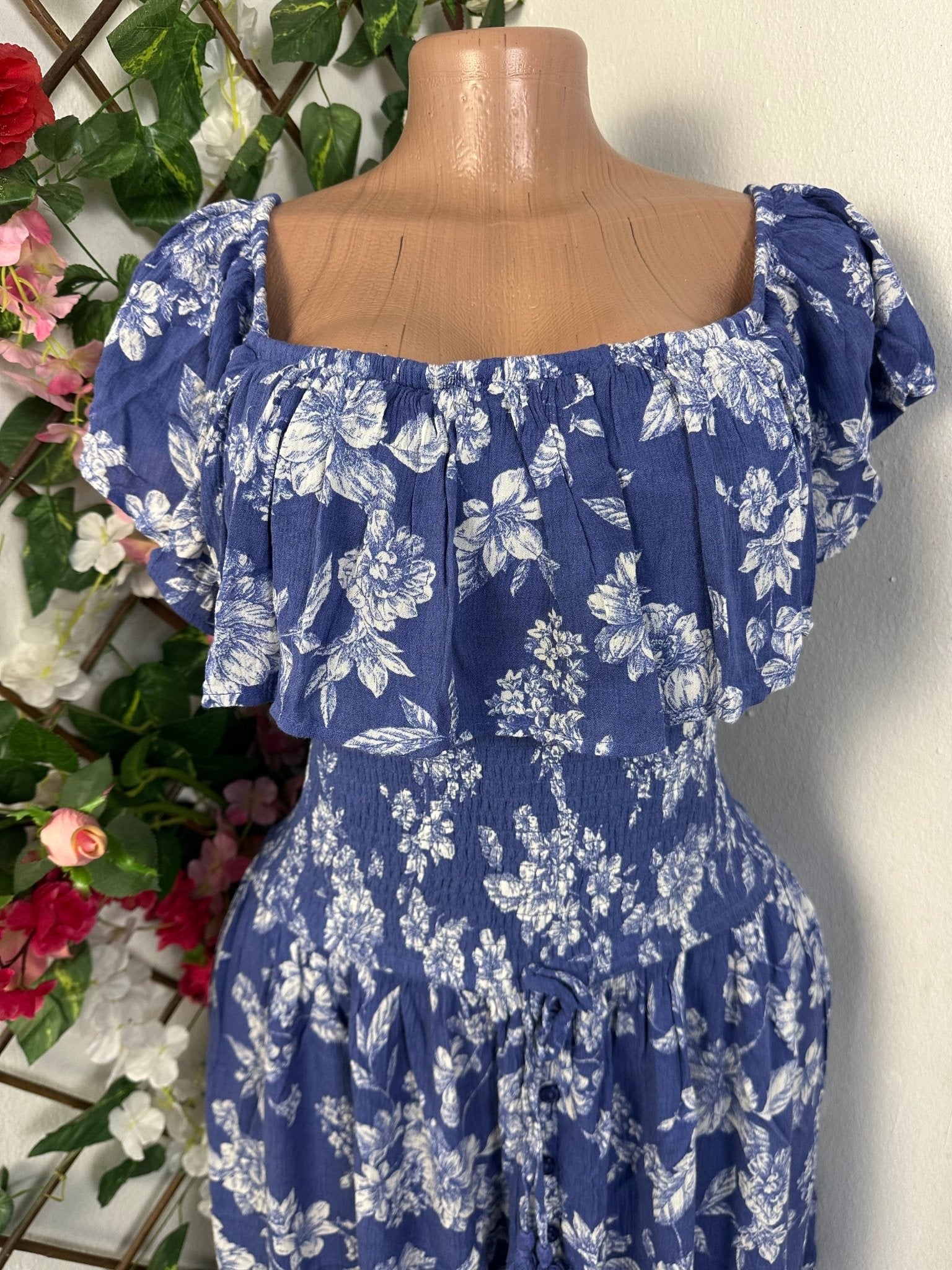 Robe évasée mi longue imprimer fleurie - Perluna Store - kinshasa