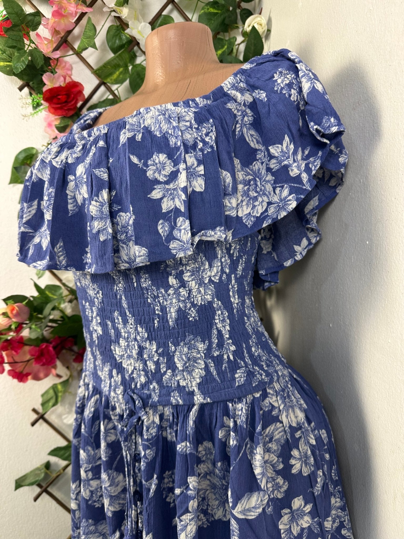 Robe évasée mi longue imprimer fleurie - Perluna Store - kinshasa