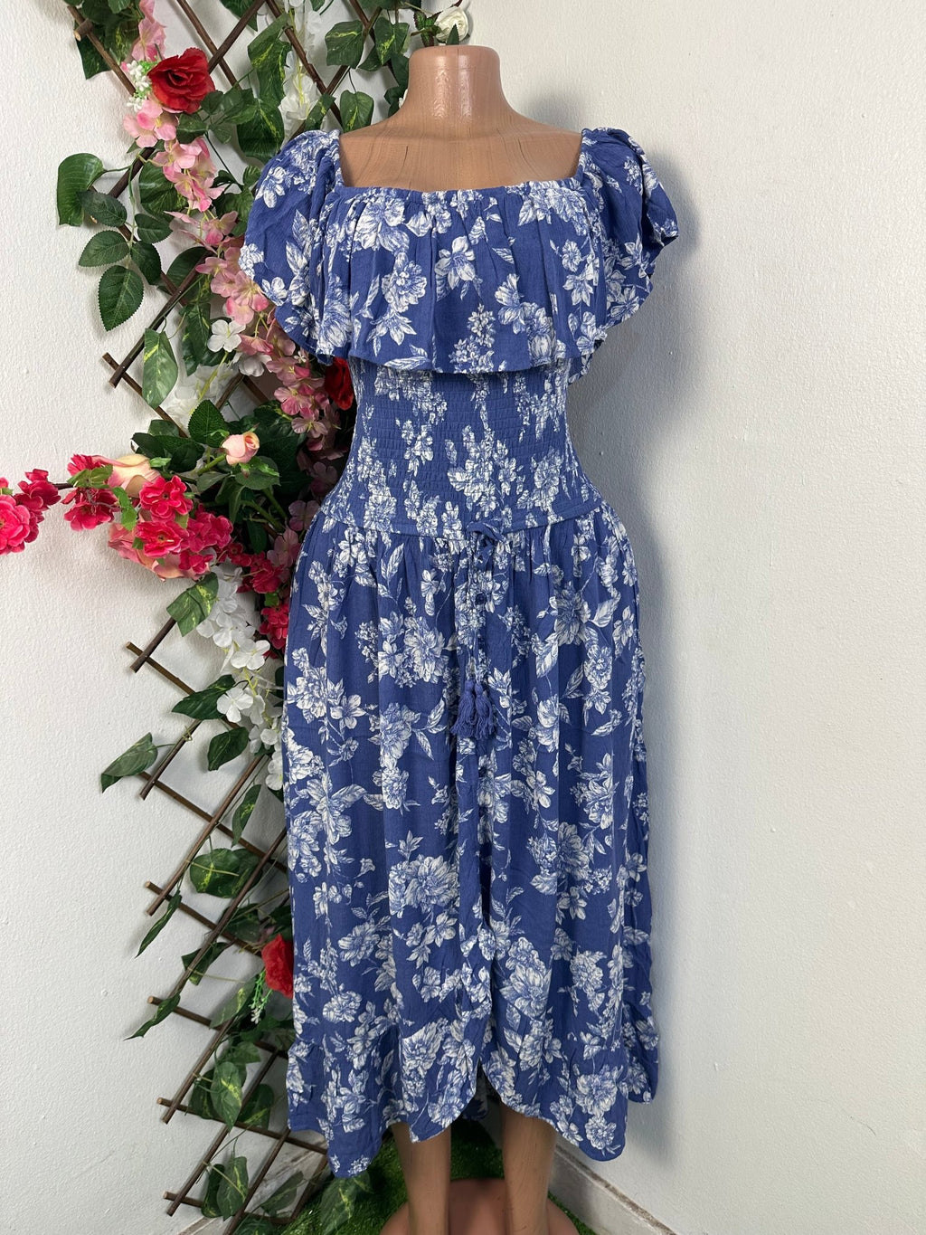 Robe évasée mi longue imprimer fleurie - Perluna Store - kinshasa