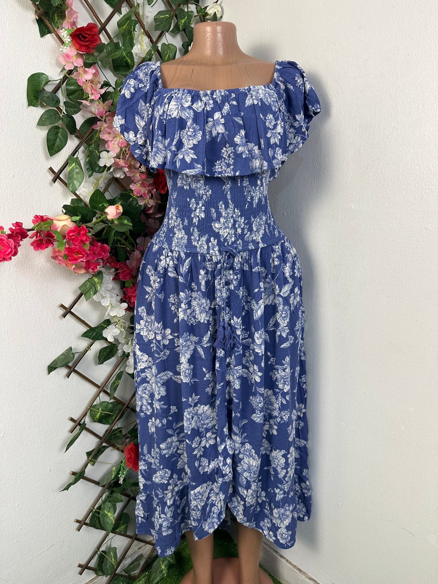 Robe évasée mi longue imprimer fleurie - Perluna Store - kinshasa