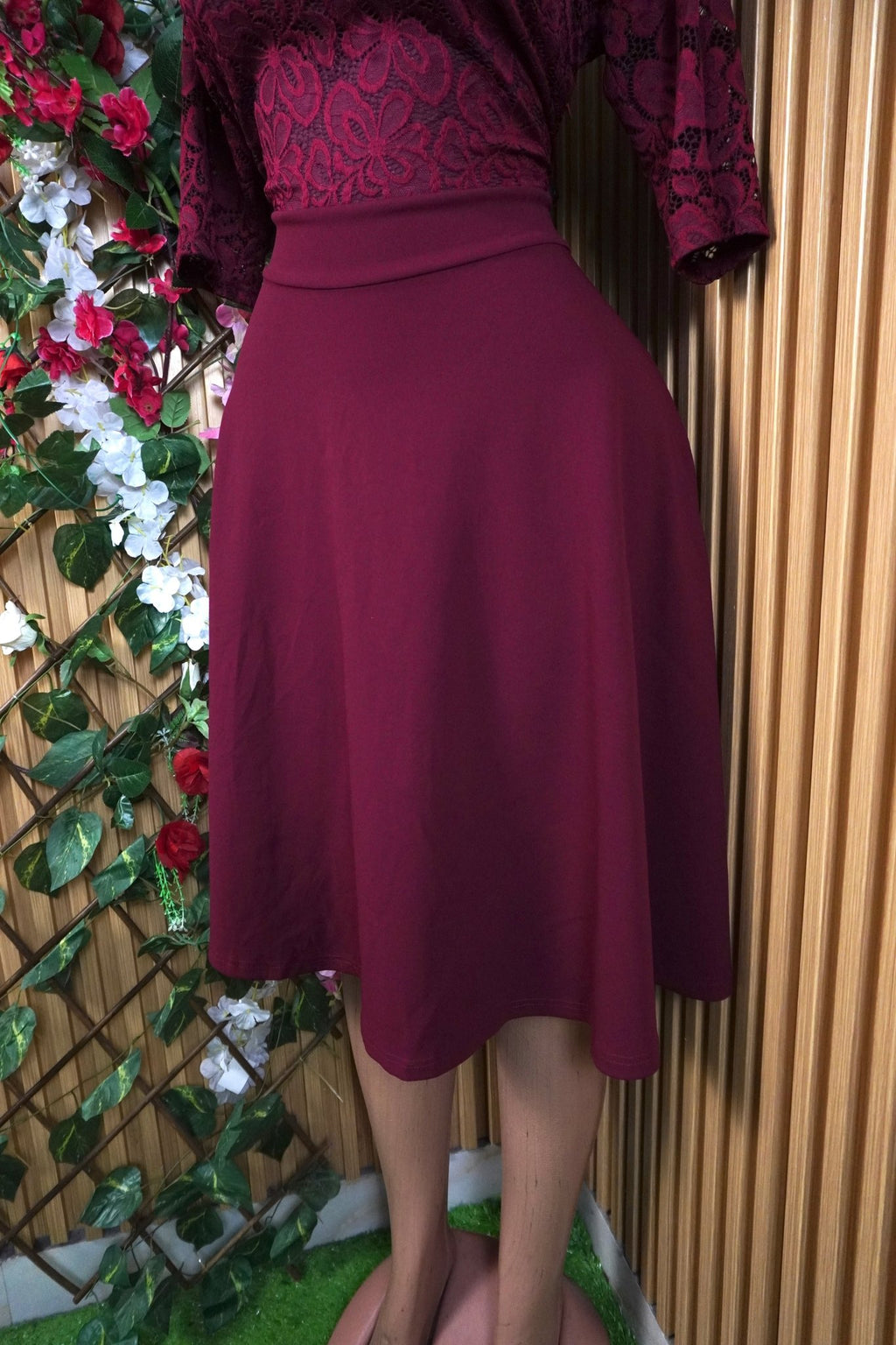 Robe évasée mi-longue manches 3/4 décollétée-XL - Perluna Store