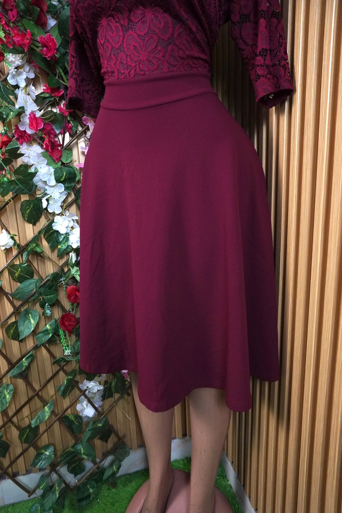 Robe évasée mi-longue manches 3/4 décollétée-XL - Perluna Store