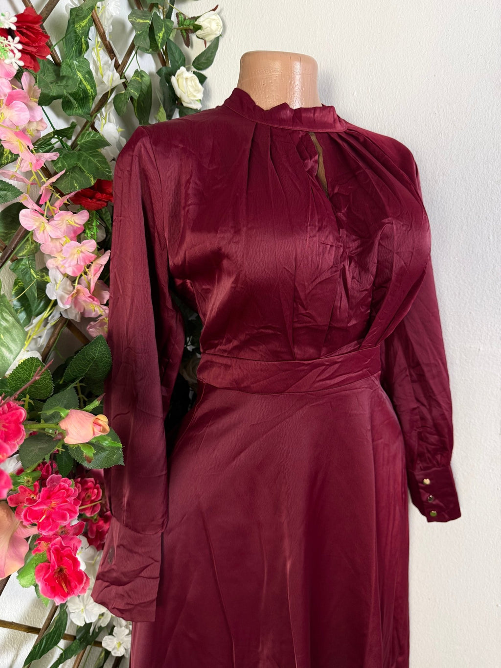 Robe évasée mi-longue manches longues ceintrée - Perluna Store