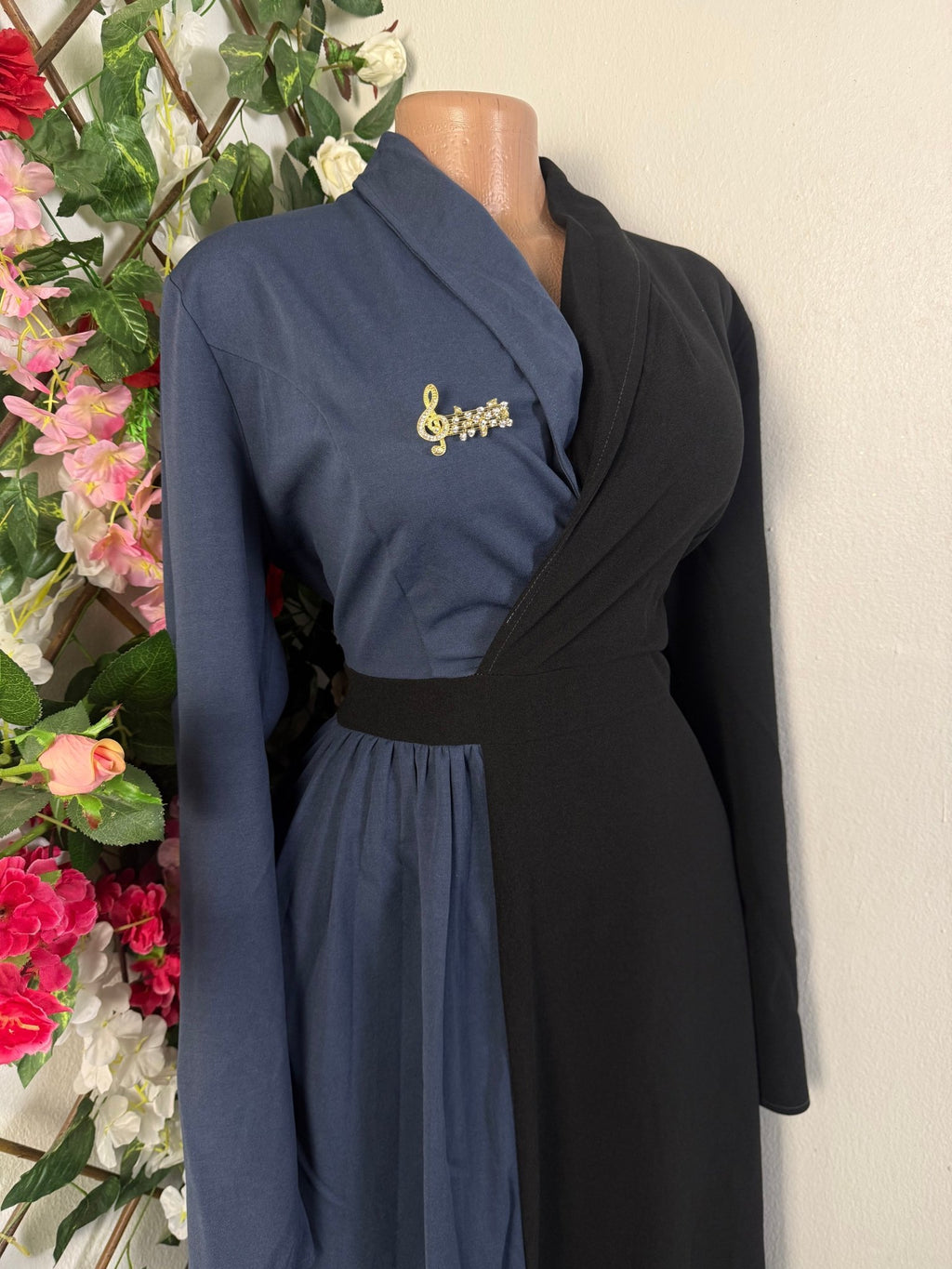 Robe évasée mi-longue stylée en deux temps - Perluna Store