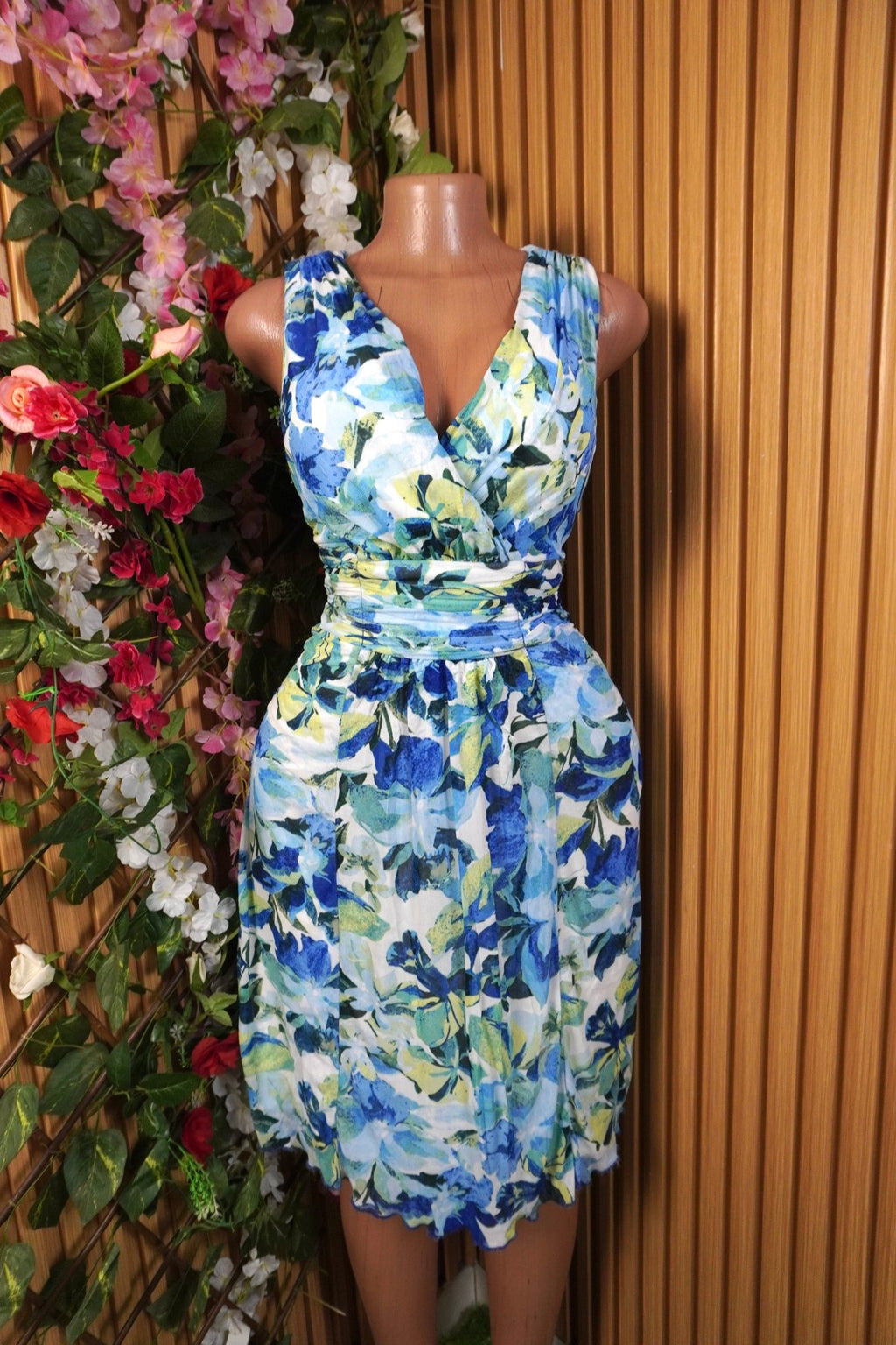 Robe évasée sans manches imprimée fleurie-M - Perluna Store
