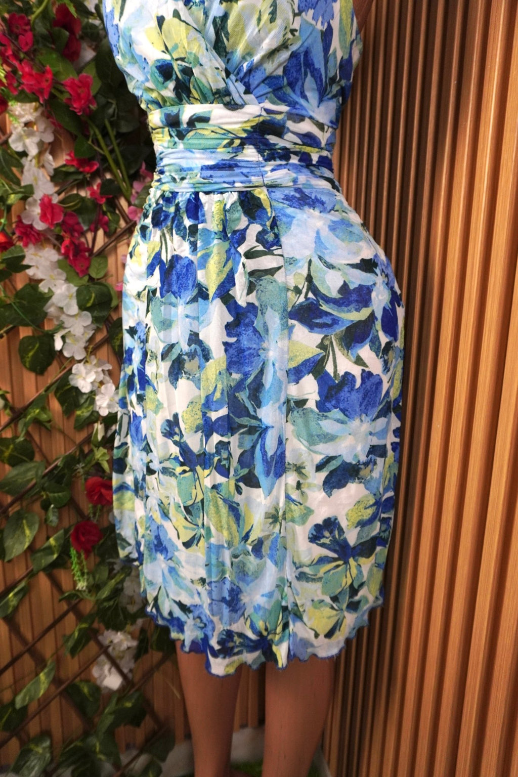 Robe évasée sans manches imprimée fleurie-M - Perluna Store