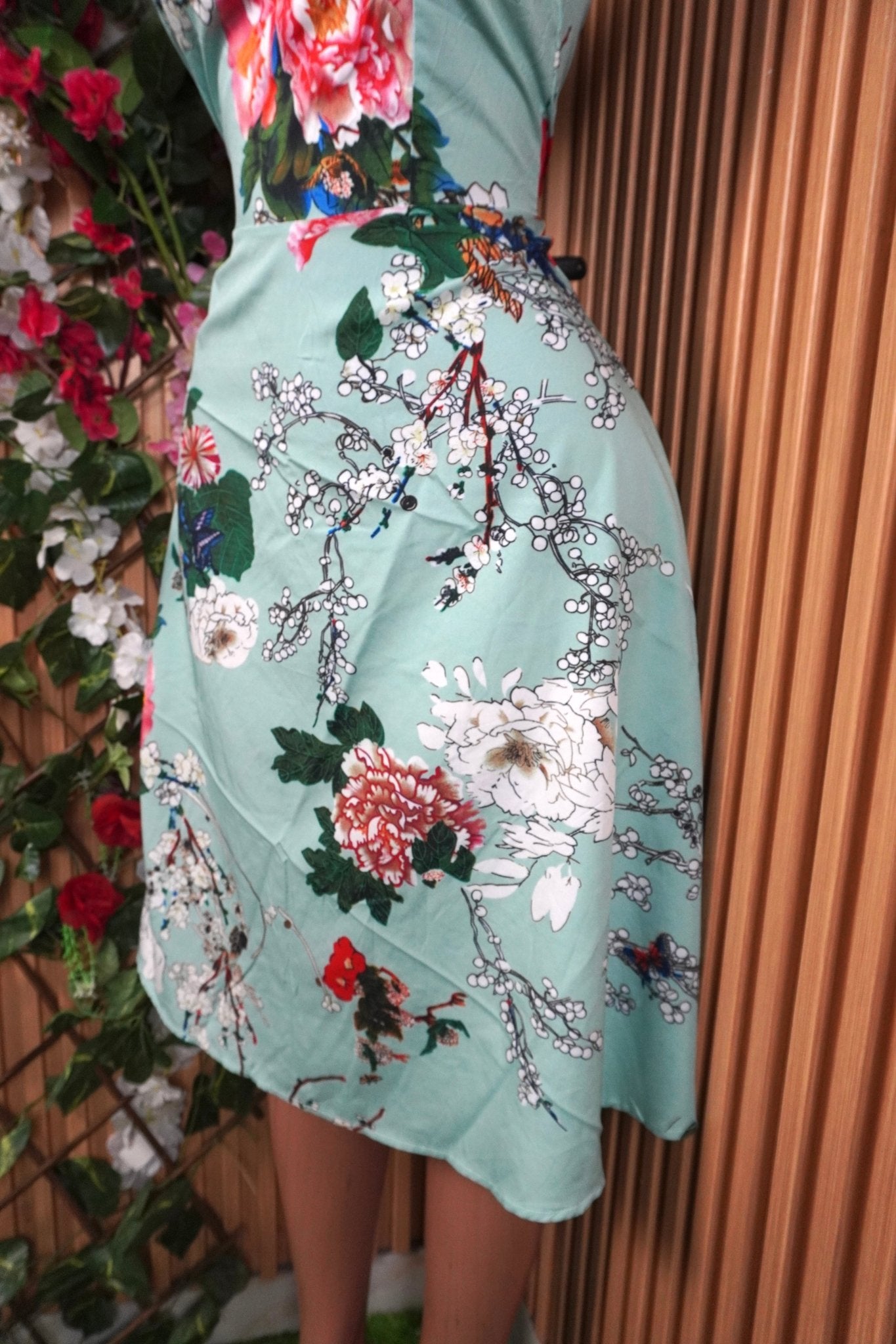 Robe évasée sans manches imprimée fleurie-M - Perluna Store