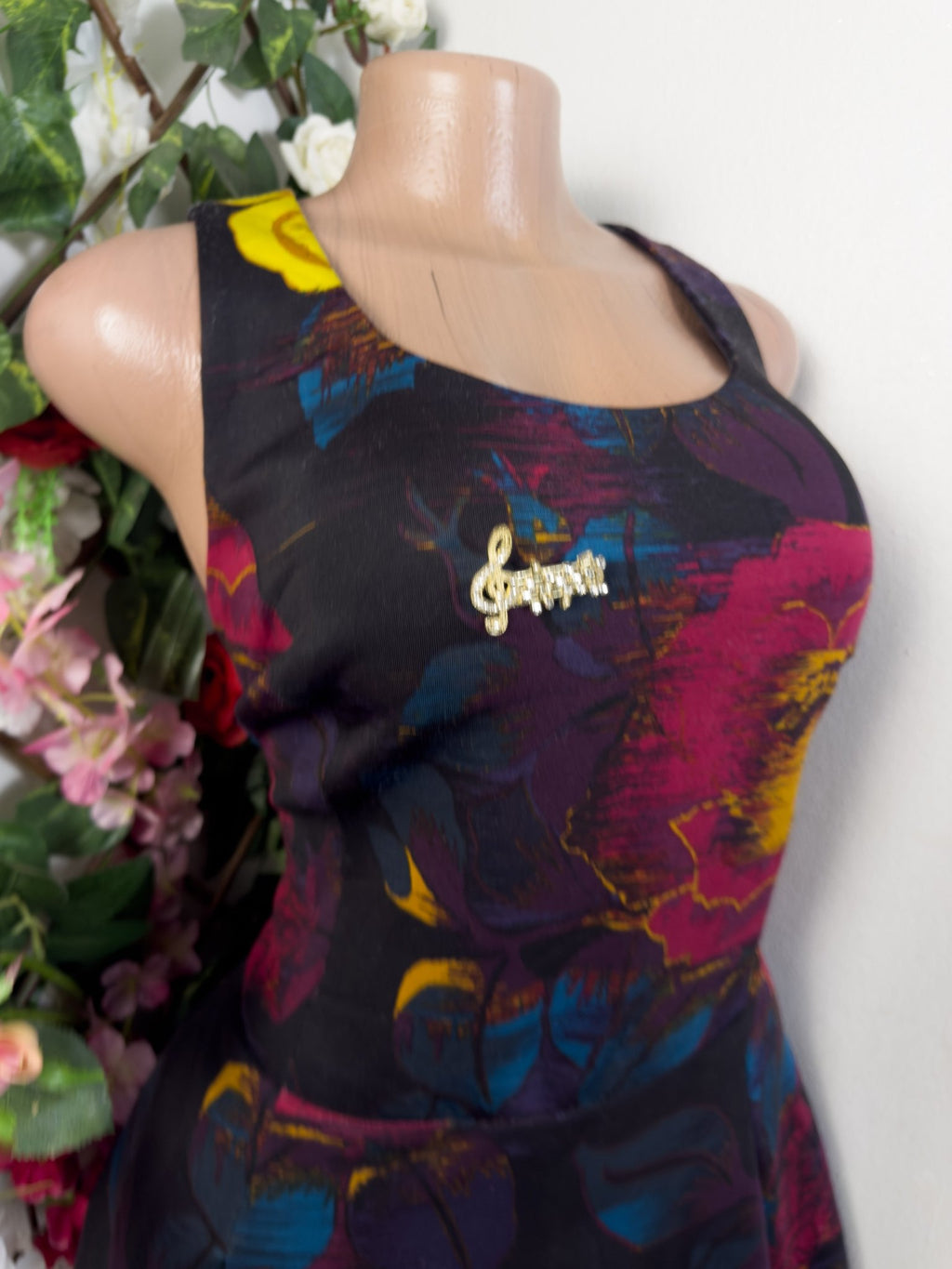 Robe évasée sans manches imprimée fleurie - Perluna Store