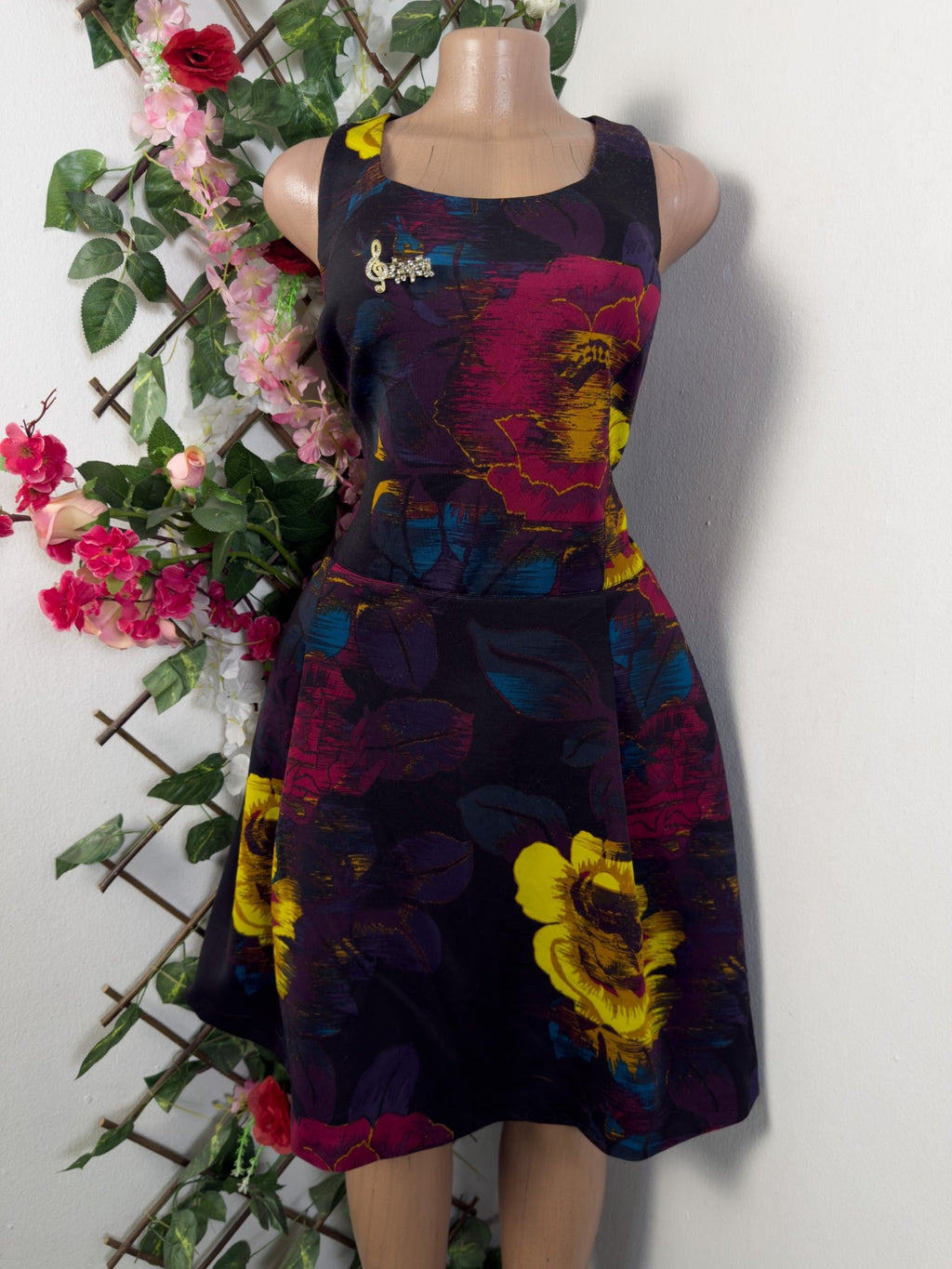 Robe évasée sans manches imprimée fleurie - Perluna Store