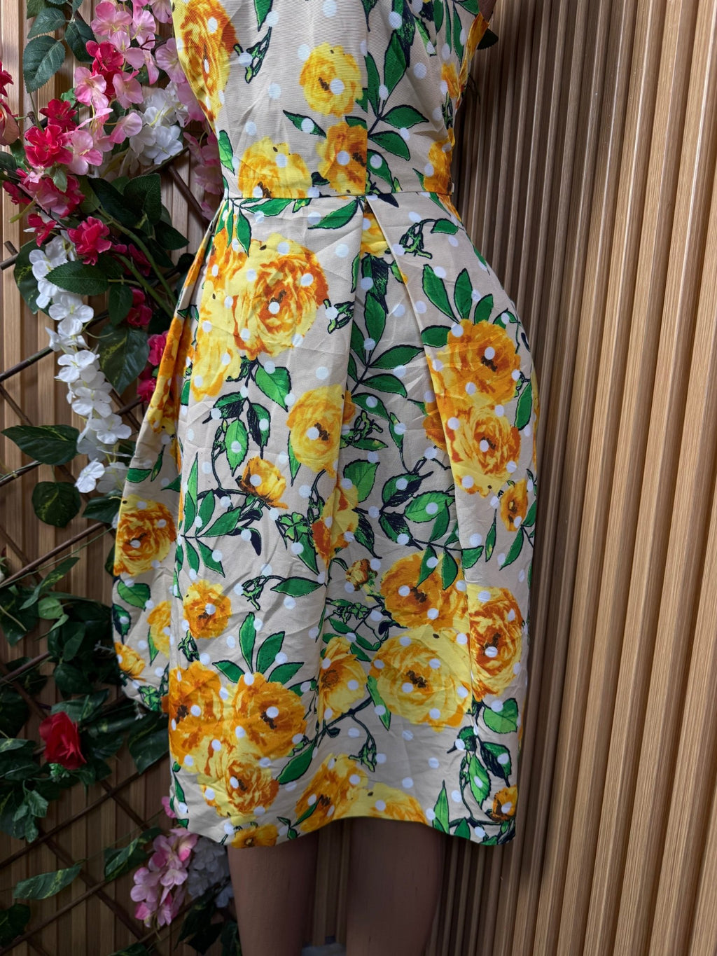 Robe évasée sans manches longues imprimée fleurie - Perluna Store